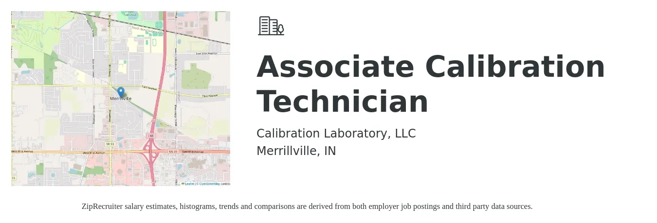 Calibration Laboratory, LLC job posting for a Associate Calibration Technician in Merrillville, IN with a salary of $16 to $18 Hourly with a map of Merrillville location.