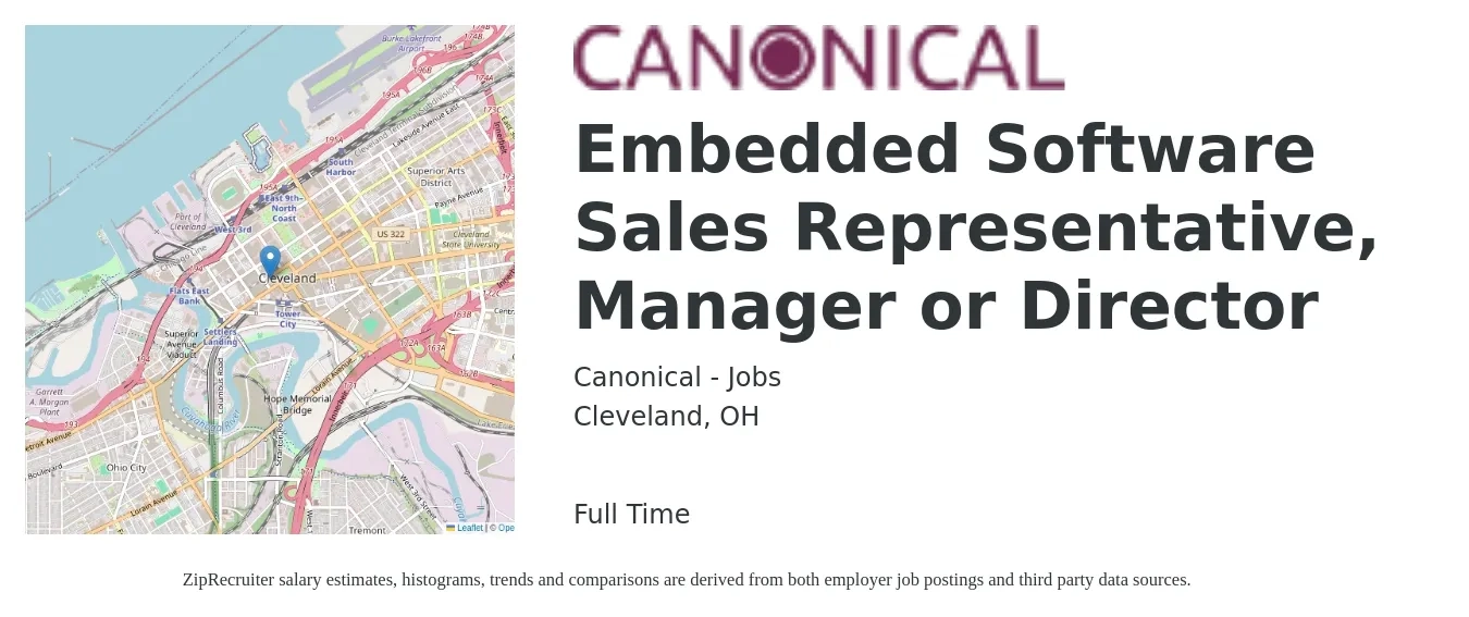 Canonical - Jobs job posting for a Embedded Software Sales Representative, Manager or Director in Cleveland, OH with a map of Cleveland location.