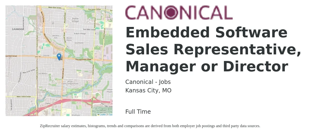 Canonical - Jobs job posting for a Embedded Software Sales Representative, Manager or Director in Kansas City, MO with a map of Kansas City location.