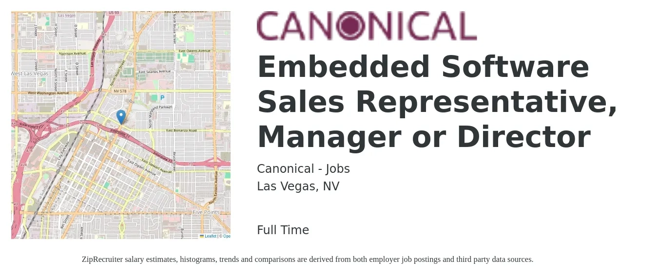 Canonical - Jobs job posting for a Embedded Software Sales Representative, Manager or Director in Las Vegas, NV with a map of Las Vegas location.