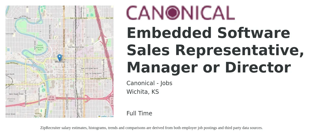 Canonical - Jobs job posting for a Embedded Software Sales Representative, Manager or Director in Wichita, KS with a map of Wichita location.