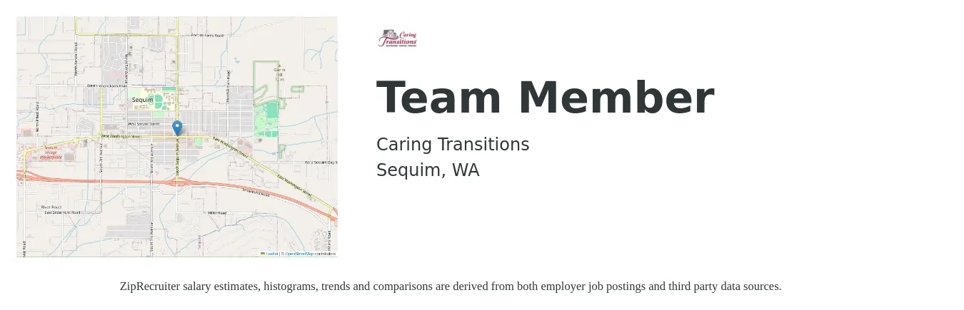 Caring Transitions job posting for a Team Member in Sequim, WA with a salary of $17 Hourly with a map of Sequim location.