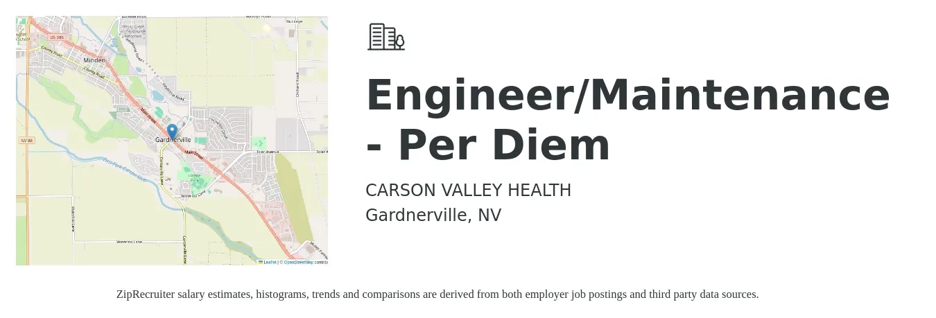 CARSON VALLEY HEALTH job posting for a Engineer/Maintenance - Per Diem in Gardnerville, NV with a salary of $18 to $33 Hourly with a map of Gardnerville location.