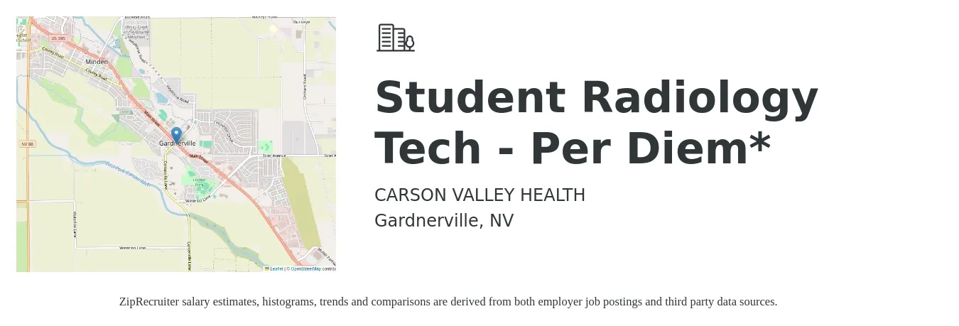 CARSON VALLEY HEALTH job posting for a Student Radiology Tech - Per Diem* in Gardnerville, NV with a salary of $33 to $60 Hourly with a map of Gardnerville location.