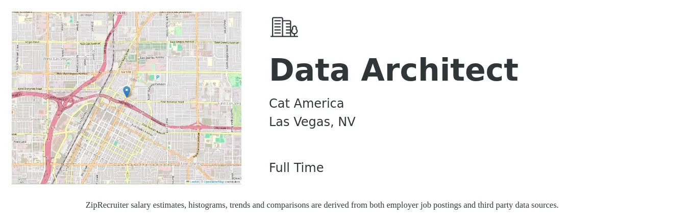 Cat America job posting for a Data Architect in Las Vegas, NV with a salary of $61 to $78 Hourly with a map of Las Vegas location.