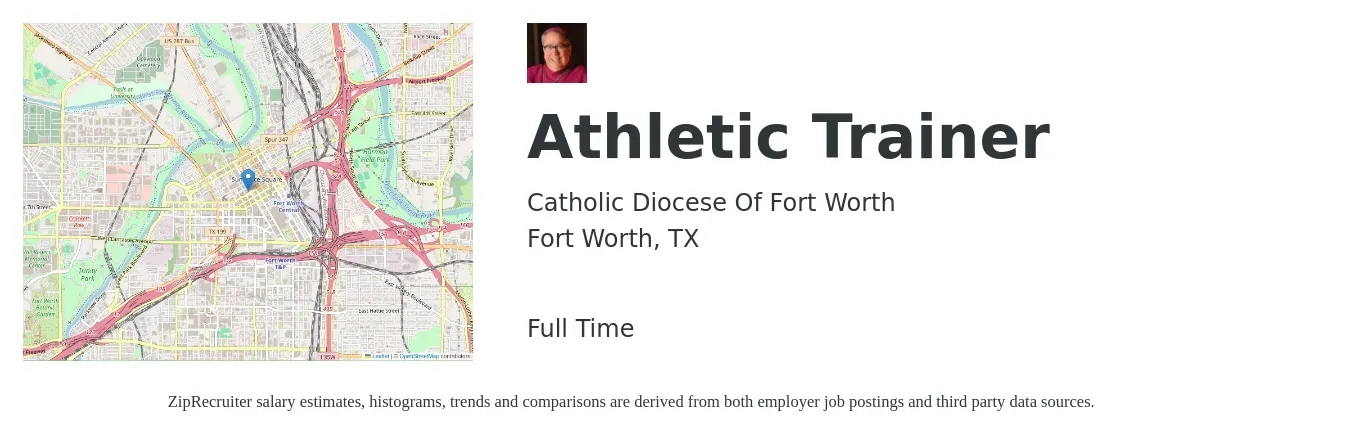 Catholic Diocese Of Fort Worth job posting for a Athletic Trainer in Fort Worth, TX with a salary of $20 to $28 Hourly with a map of Fort Worth location.