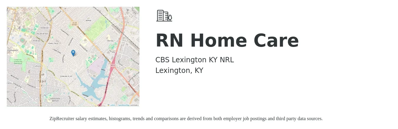 CBS Lexington KY NRL job posting for a RN Home Care in Lexington, KY with a salary of $57,000 Hourly with a map of Lexington location.