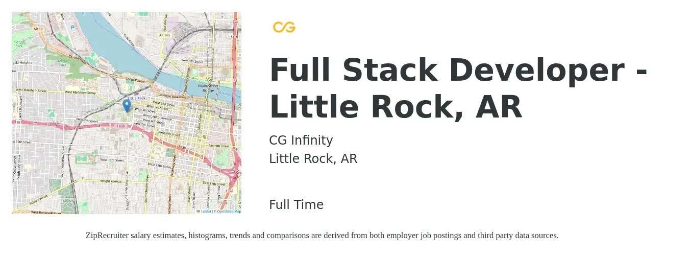 CG Infinity job posting for a Full Stack Developer - Little Rock, AR in Little Rock, AR with a salary of $49 to $68 Hourly with a map of Little Rock location.