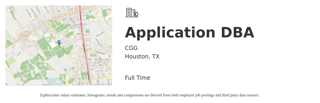 CGG job posting for a Application DBA in Houston, TX with a salary of $48 to $70 Hourly with a map of Houston location.