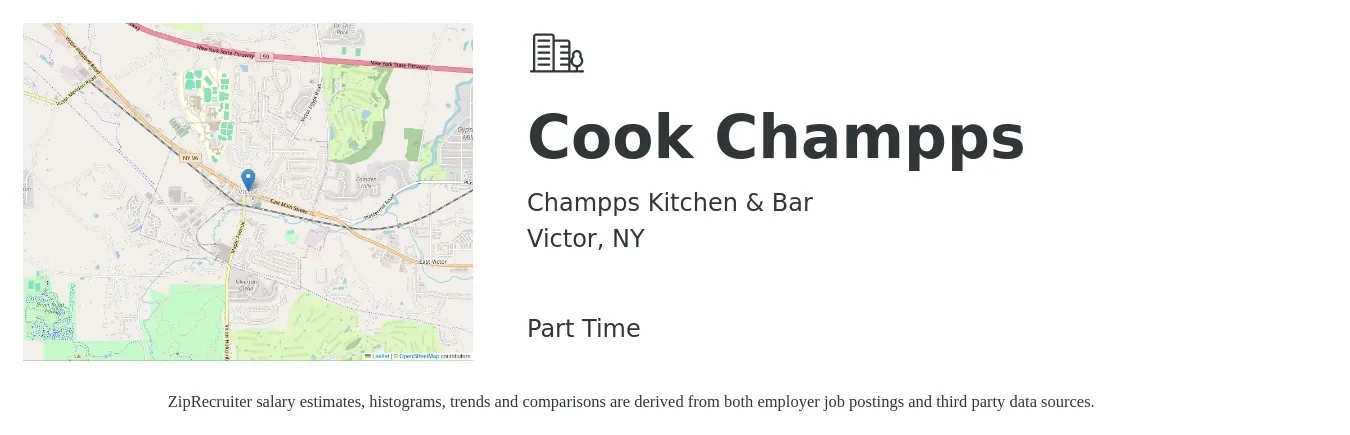 Champps Kitchen & Bar job posting for a Cook Champps in Victor, NY with a salary of $25 to $30 Hourly with a map of Victor location.
