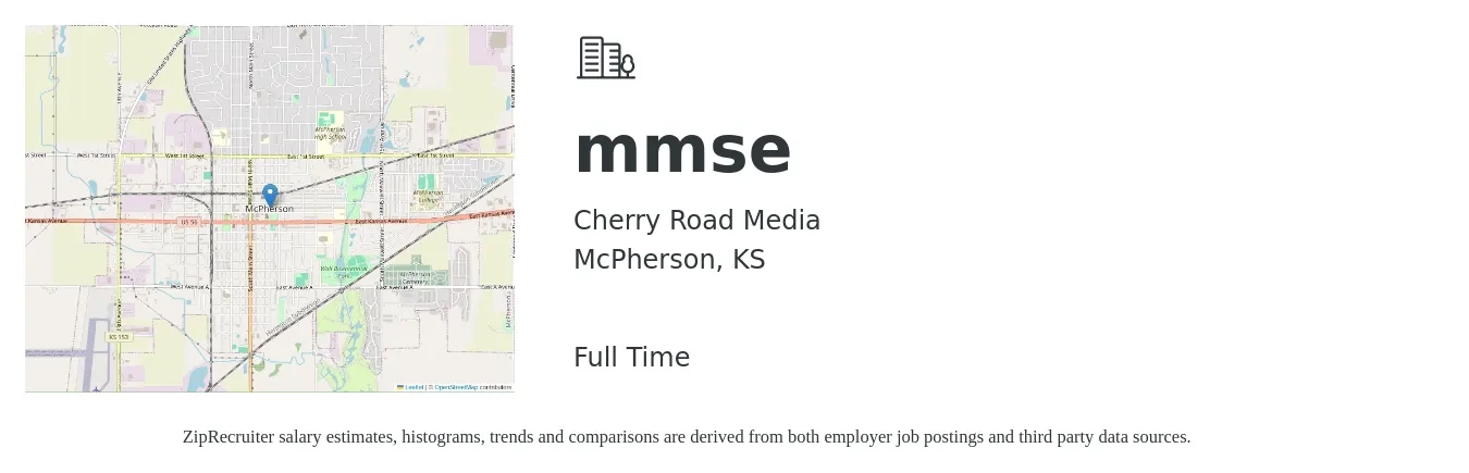 Cherry Road Media job posting for a mmse in McPherson, KS with a salary of $38,300 to $68,400 Yearly with a map of McPherson location.
