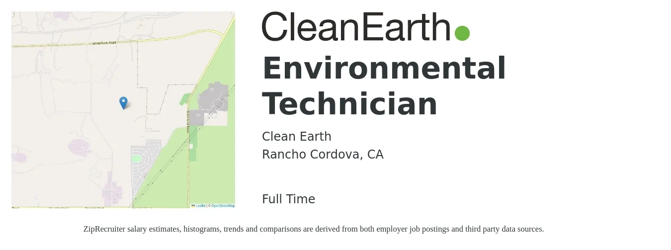 Clean Earth job posting for a Environmental Technician in Rancho Cordova, CA with a salary of $19 Hourly with a map of Rancho Cordova location.