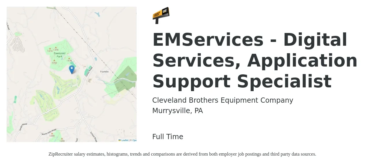 Cleveland Brothers Equipment Company job posting for a EMServices - Digital Services, Application Support Specialist in Murrysville, PA with a salary of $50,400 to $79,300 Yearly with a map of Murrysville location.