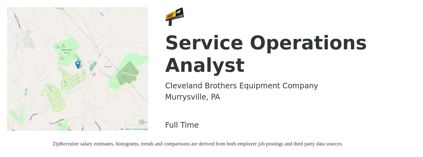 Cleveland Brothers Equipment Company job posting for a Service Operations Analyst in Murrysville, PA with a salary of $23 to $39 Hourly with a map of Murrysville location.