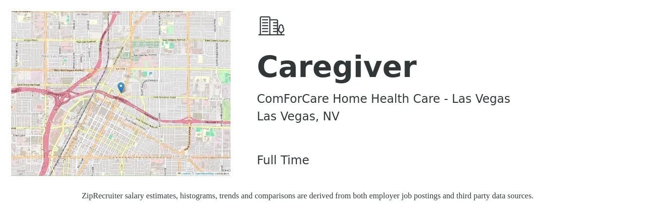 ComForCare Home Health Care - Las Vegas job posting for a Caregiver in Las Vegas, NV with a salary of $15 Hourly with a map of Las Vegas location.