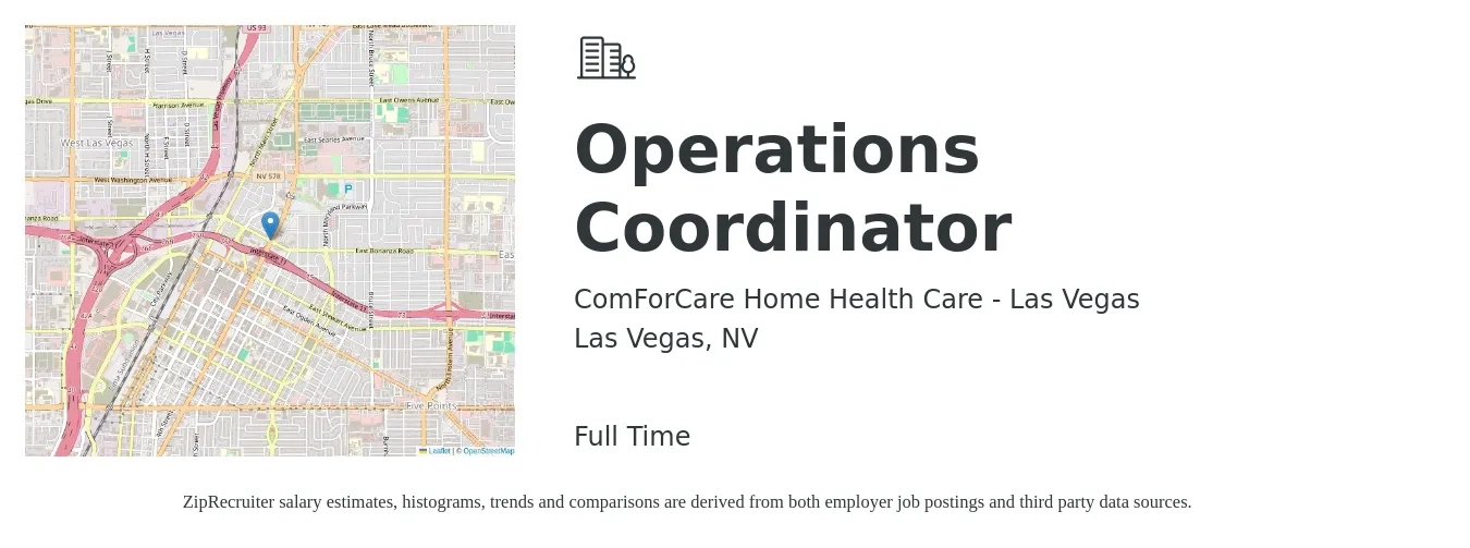 ComForCare Home Health Care - Las Vegas job posting for a Operations Coordinator in Las Vegas, NV with a salary of $20 to $28 Hourly with a map of Las Vegas location.