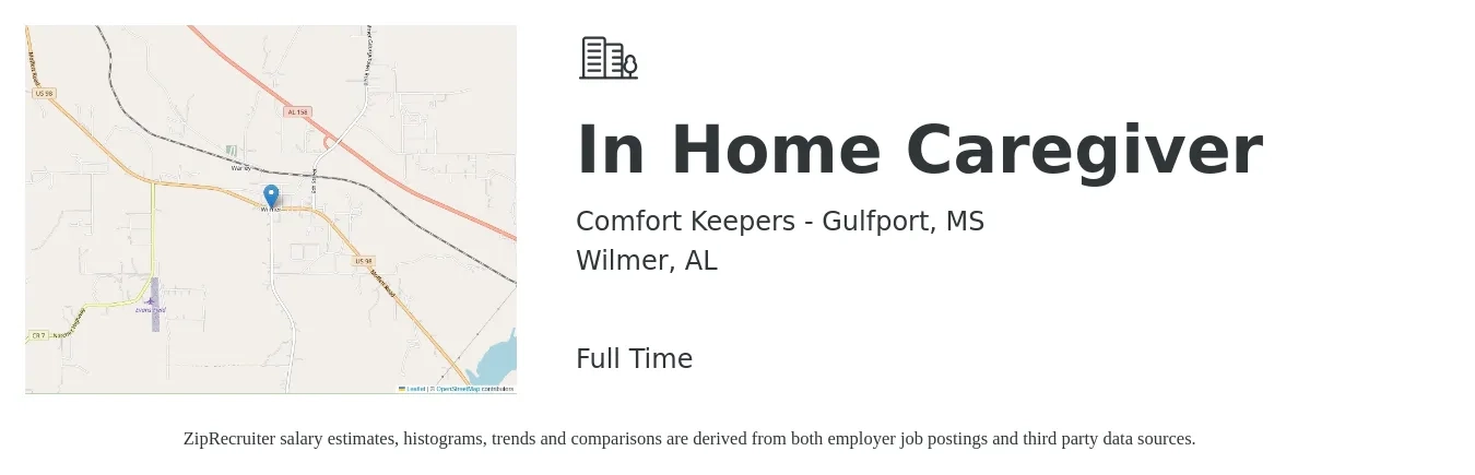 Comfort Keepers - Gulfport, MS job posting for a In Home Caregiver in Wilmer, AL with a salary of $13 to $16 Hourly with a map of Wilmer location.