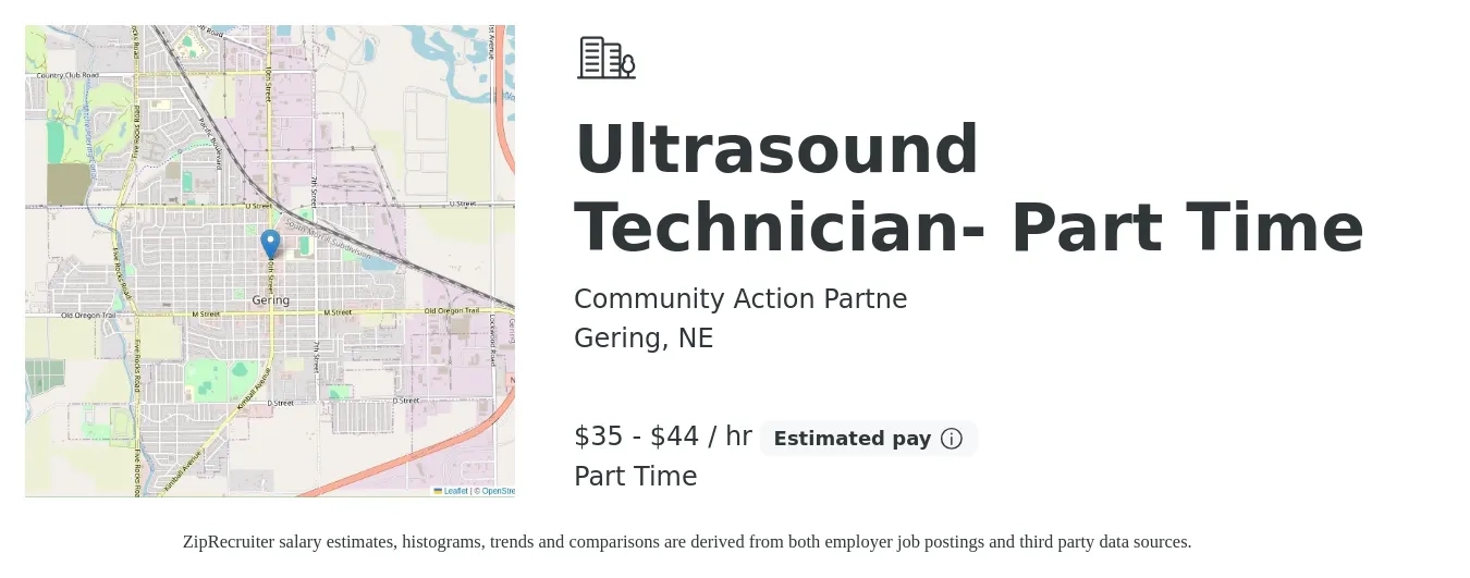 Community Action Partne job posting for a Ultrasound Technician- Part Time in Gering, NE with a salary of $37 to $46 Hourly with a map of Gering location.