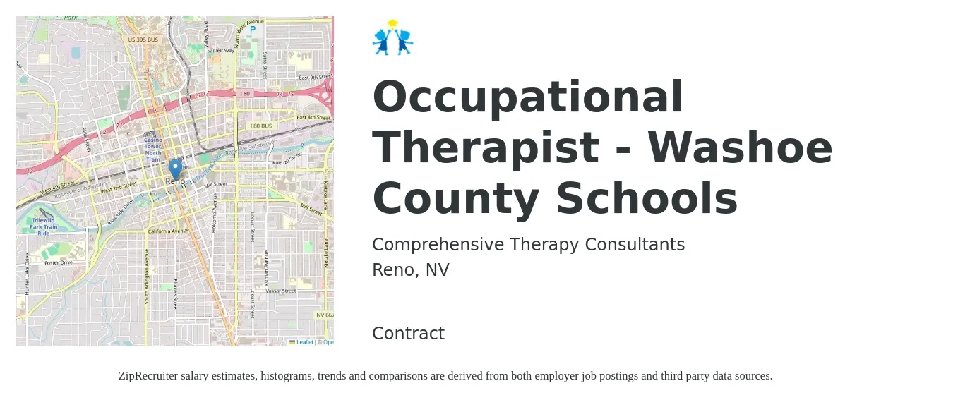 Comprehensive Therapy Consultants job posting for a Occupational Therapist - Washoe County Schools in Reno, NV with a salary of $40 to $53 Hourly with a map of Reno location.