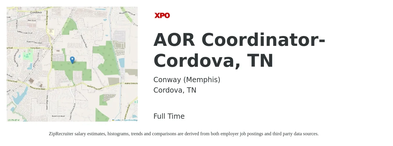 ARS-Rescue Rooter job posting for a AOR Coordinator-Cordova, TN in Cordova, TN with a salary of $17 to $26 Hourly with a map of Cordova location.