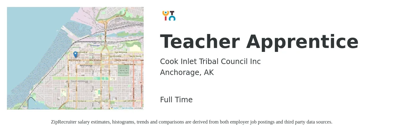 Cook Inlet Tribal Council Inc job posting for a Teacher Apprentice in Anchorage, AK with a salary of $15 to $18 Yearly with a map of Anchorage location.