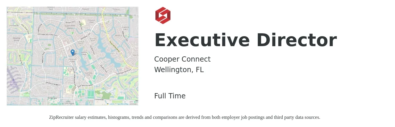 Cooper Connect job posting for a Executive Director in Wellington, FL with a salary of $67,300 to $122,000 Yearly with a map of Wellington location.