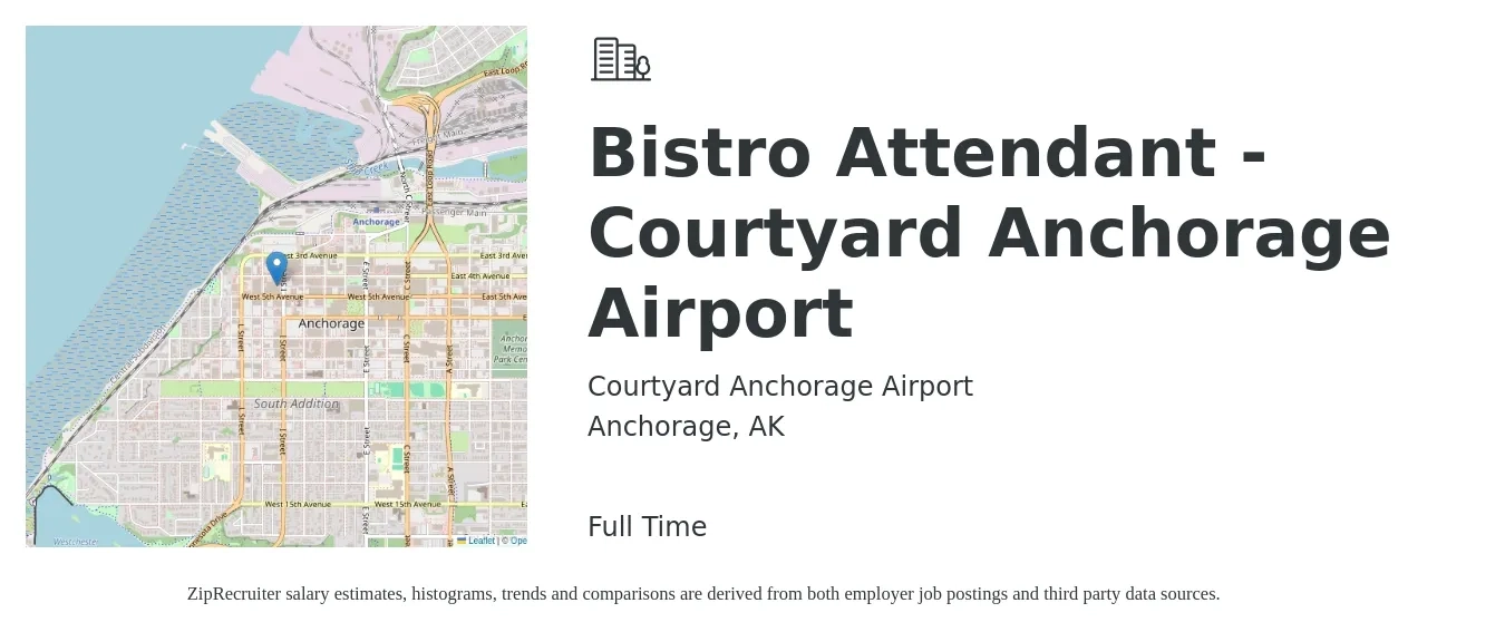 Courtyard Anchorage Airport job posting for a Bistro Attendant - Courtyard Anchorage Airport in Anchorage, AK with a salary of $13 to $15 Hourly with a map of Anchorage location.