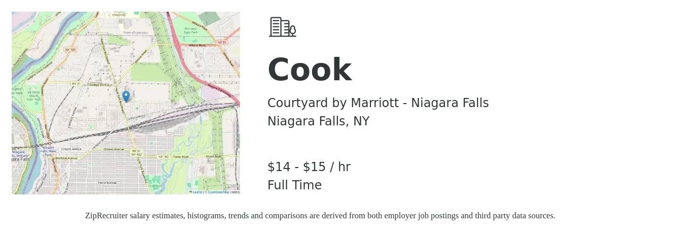 Courtyard by Marriott - Niagara Falls job posting for a Cook in Niagara Falls, NY with a salary of $15 to $16 Hourly with a map of Niagara Falls location.