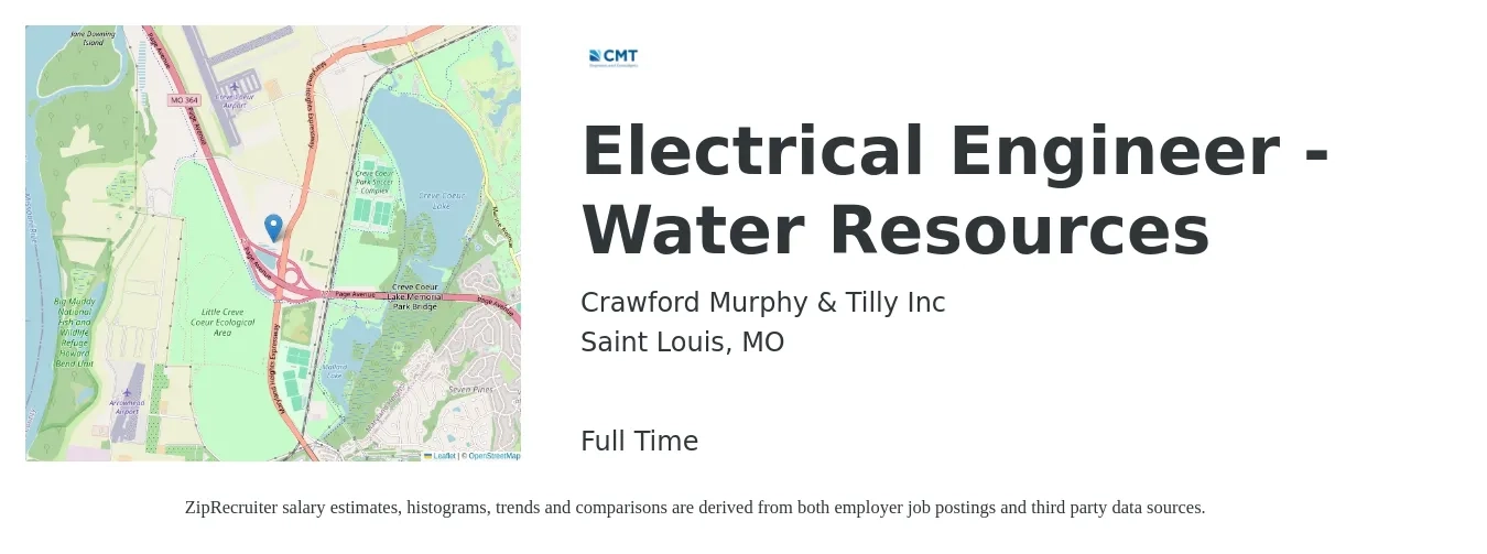 Crawford Murphy & Tilly Inc job posting for a Electrical Engineer - Water Resources in Saint Louis, MO with a salary of $80,700 to $128,300 Yearly with a map of Saint Louis location.