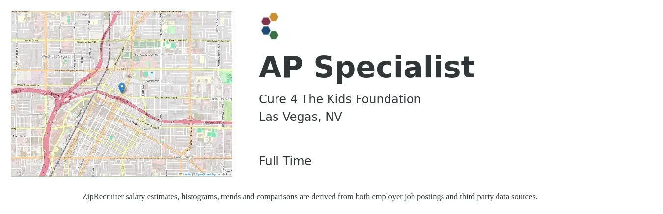 Cure 4 The Kids Foundation job posting for a AP Specialist in Las Vegas, NV with a salary of $20 to $26 Hourly with a map of Las Vegas location.