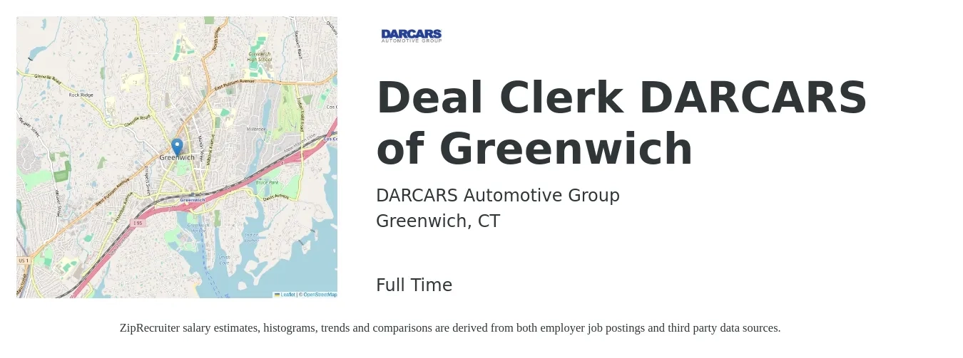 DARCARS Automotive Group job posting for a Deal Clerk DARCARS of Greenwich in Greenwich, CT with a map of Greenwich location.