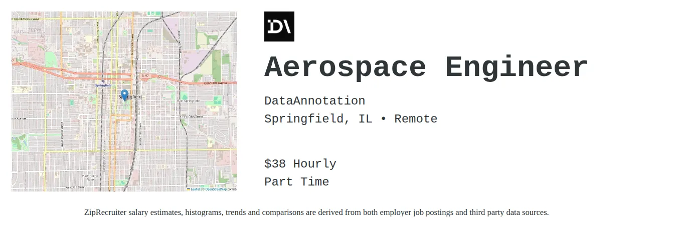 DataAnnotation job posting for a Aerospace Engineer in Providence, RI with a salary of $40 Hourly with a map of Providence location.