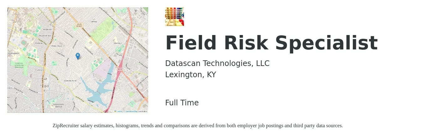 Datascan Technologies, LLC job posting for a Field Risk Specialist in Lexington, KY with a map of Lexington location.