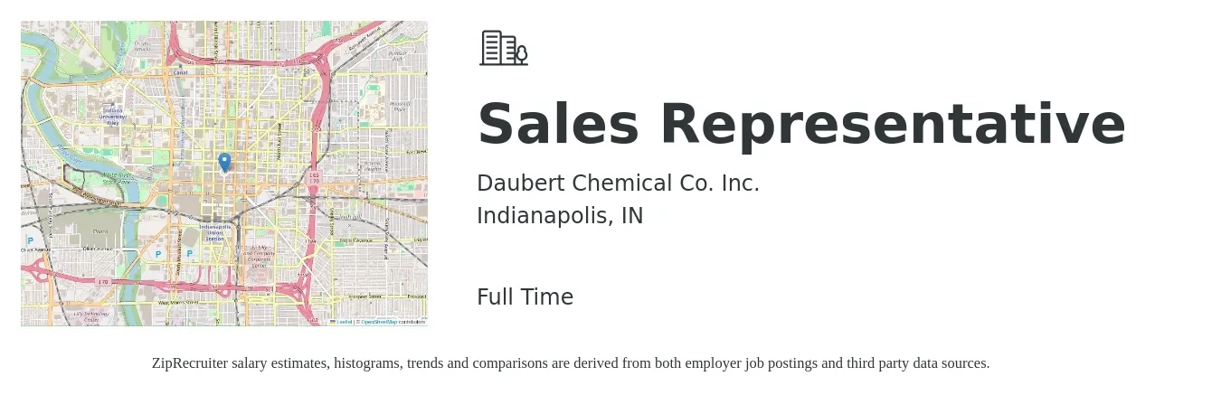 Daubert Chemical Co. Inc. job posting for a Sales Representative in Indianapolis, IN with a salary of $51,100 to $88,900 Yearly with a map of Indianapolis location.