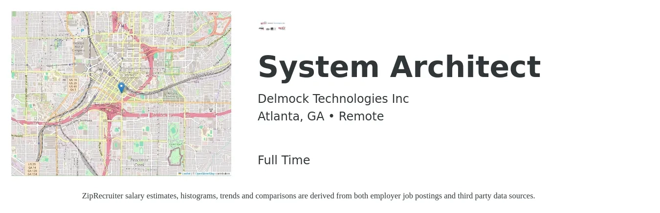 Delmock Technologies Inc job posting for a System Architect in Atlanta, GA with a salary of $238,400 Yearly with a map of Atlanta location.