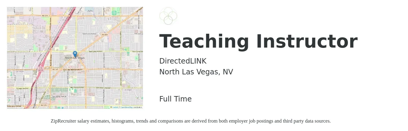 DirectedLINK job posting for a Teaching Instructor in North Las Vegas, NV with a salary of $17 to $28 Hourly with a map of North Las Vegas location.