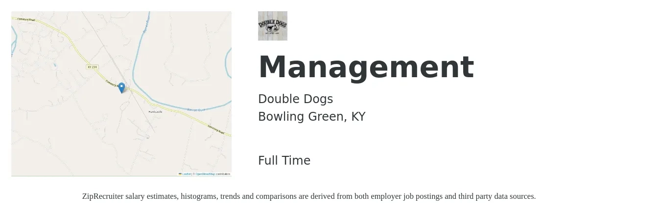 Double Dogs job posting for a Management in Bowling Green, KY with a salary of $14 to $21 Hourly with a map of Bowling Green location.
