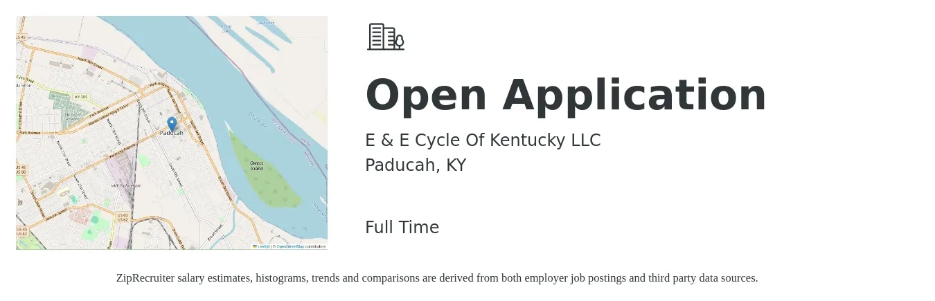 E & E Cycle Of Kentucky LLC job posting for a Open Application in Paducah, KY with a salary of $34 to $50 Hourly with a map of Paducah location.