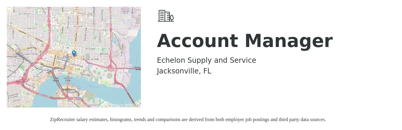 Echelon Supply and Service job posting for a Account Manager in Jacksonville, FL with a salary of $58,000 to $60,000 Yearly with a map of Jacksonville location.