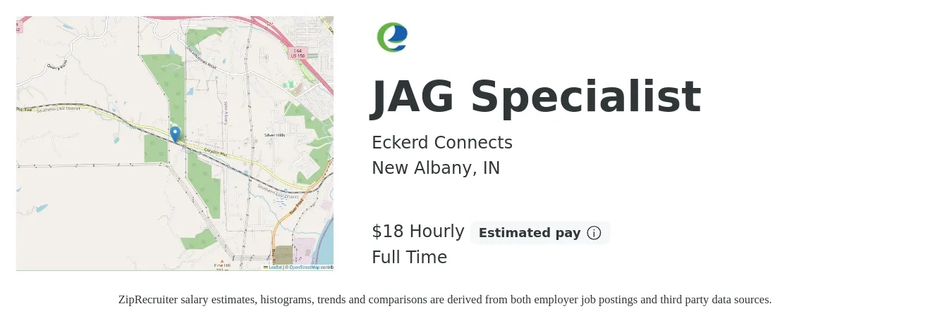 Eckerd Connects job posting for a JAG Specialist in New Albany, IN with a salary of $19 Hourly with a map of New Albany location.