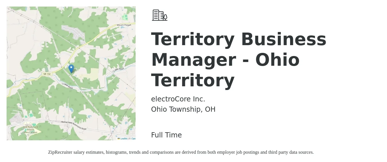electroCore Inc. job posting for a Territory Business Manager - Ohio Territory in Ohio Township, OH with a salary of $62,800 to $86,400 Yearly with a map of Ohio Township location.