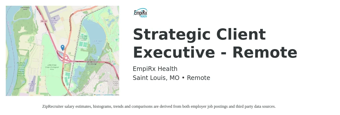 EmpiRx Health job posting for a Strategic Client Executive - Remote in Saint Louis, MO with a salary of $74,400 to $101,100 Yearly with a map of Saint Louis location.