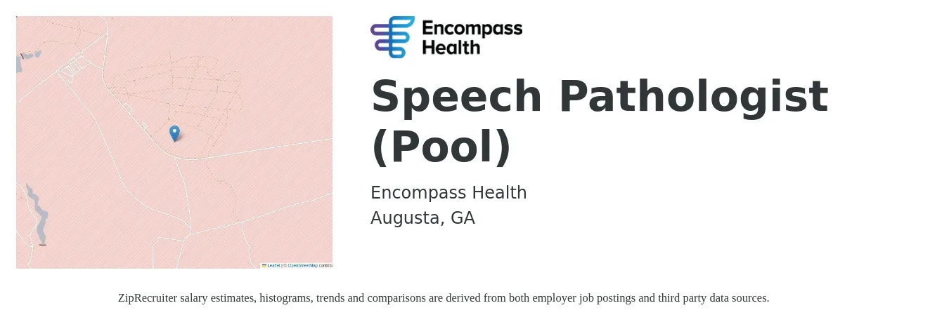 Encompass Health job posting for a Speech Pathologist (Pool) in Augusta, GA with a salary of $31 to $42 Hourly with a map of Augusta location.