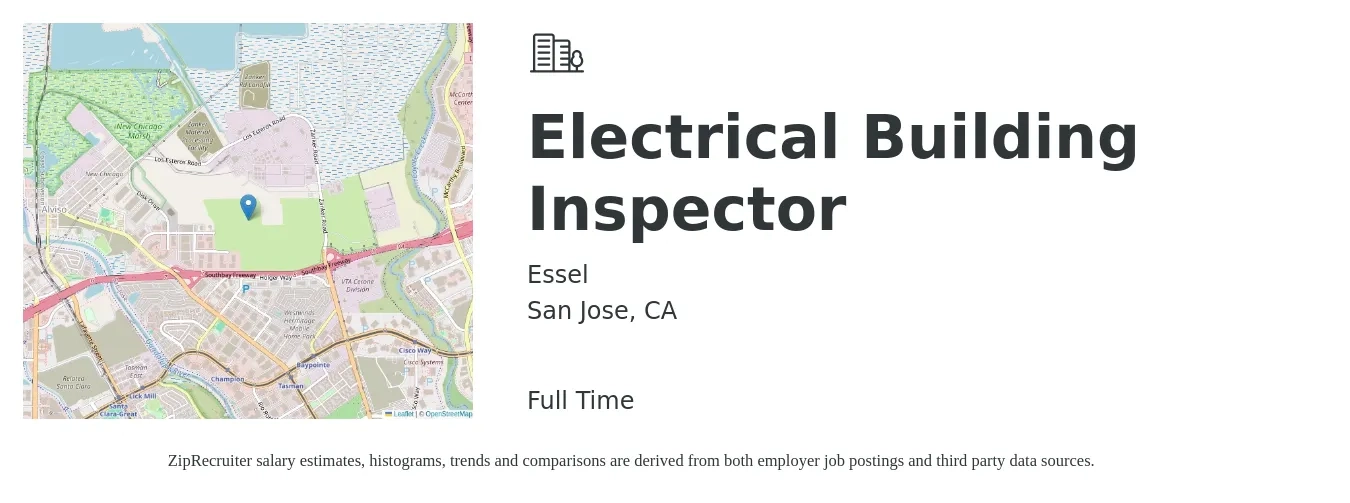 Essel job posting for a Electrical Building Inspector in San Jose, CA with a salary of $32 to $51 Hourly with a map of San Jose location.