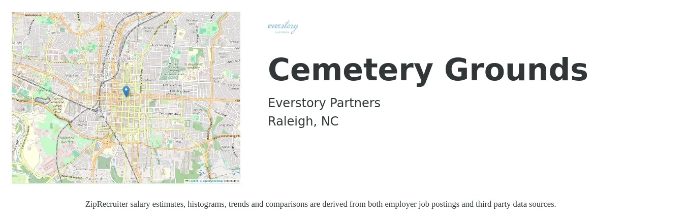 Everstory Partners job posting for a Cemetery Grounds in Raleigh, NC with a salary of $15 to $19 Hourly with a map of Raleigh location.