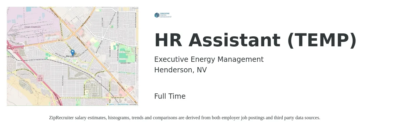 Executive Energy Management job posting for a HR Assistant (TEMP) in Henderson, NV with a salary of $18 Hourly with a map of Henderson location.