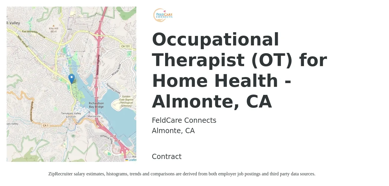FeldCare Connects job posting for a Occupational Therapist (OT) for Home Health - Almonte, CA in Almonte, CA with a salary of $50 to $63 Hourly with a map of Almonte location.