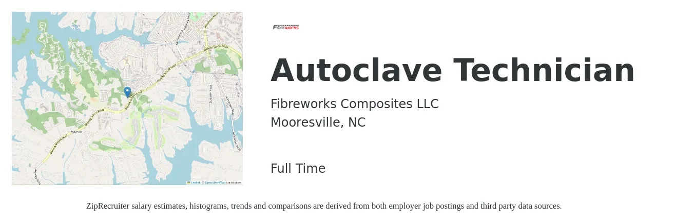 Fibreworks Composites LLC job posting for a Autoclave Technician in Mooresville, NC with a salary of $19 to $27 Hourly with a map of Mooresville location.