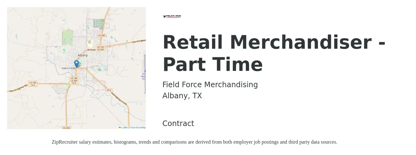 Field Force Merchandising job posting for a Retail Merchandiser - Part Time in Albany, TX with a salary of $16 Hourly with a map of Albany location.