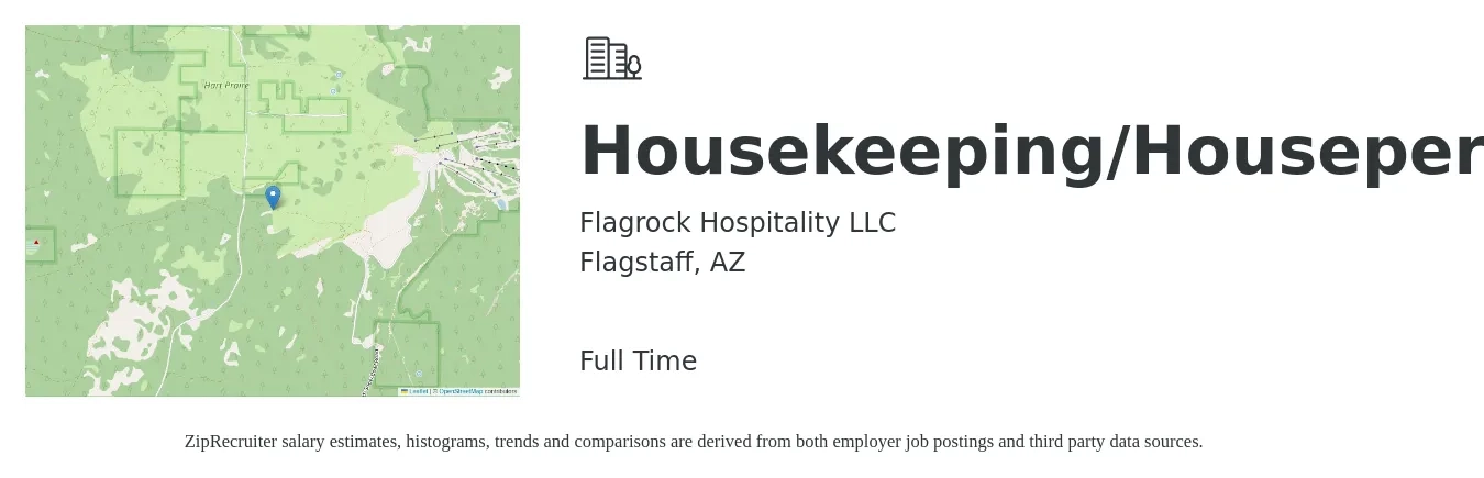Flagrock Hospitality LLC job posting for a Housekeeping/Houseperson in Flagstaff, AZ with a salary of $14 to $18 Hourly with a map of Flagstaff location.